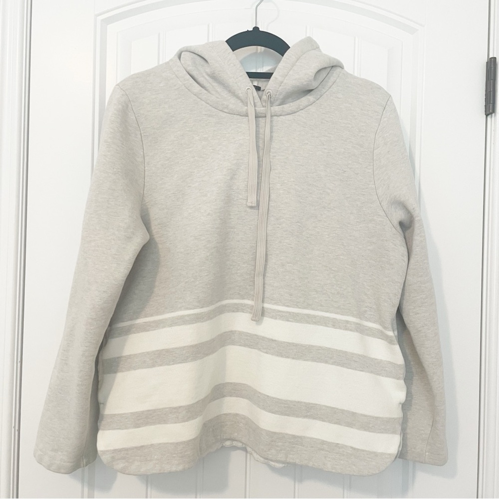 J. Crew Gray and White Striped Hoodie
